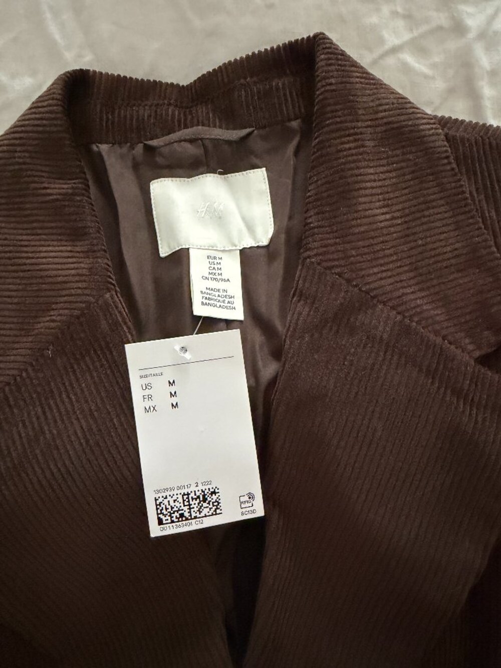 NWT Chocolate Brown Corduroy Blazer, sz M - Picture 2 of 2